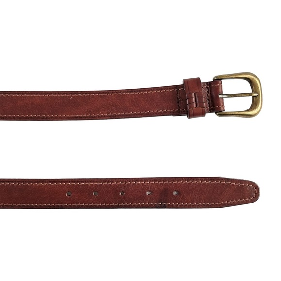 Century Canada Genuine Leather Dark Brown Belt with Brass Buckle, Size 40 - Picture 6 of 9